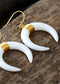Pendientes bohemios, pendientes colgantes, cuerno de buey, concha, media luna de ónix blanco y negro